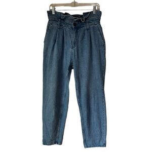 High Waist Baggy Barrel Jeans, Ruffle Waist, size 6
